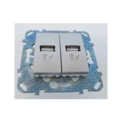 SCHNEIDER ELECTRIC Prise Double USB Encastré Aluminium Avec Support Sans Plaque De Finition UNICA Schneider