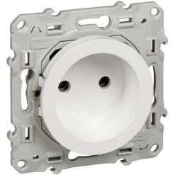 SCHNEIDER ELECTRIC Odace, Prise De Courant 2P Blanc, à Vis, Connexion Rapide Sans Terre S520033