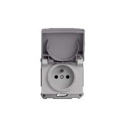 SCHNEIDER ELECTRIC Prise 2P+T 16A NF étanche Grise Encastrée Composable (sans Plaque De Finition) IP44 IK08 MUREVA SCHNEIDER ENN34130