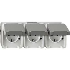 Prise 2P+T Avec Clapet Schneider Electric 4074954 AQUASTAR Gris Clair