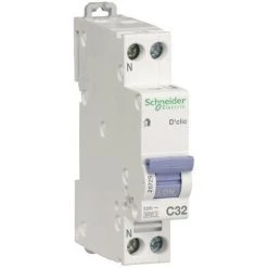 SCHNEIDER ELECTRIC Disjoncteur 32A 1P+N Courbe C 3kA Peignable DCLIC SCHNEIDER 20729