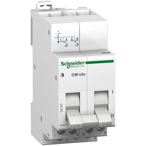 SCHNEIDER ELECTRIC Commutateur Modulaire 20A 2 Positions Contact 2OF 250V CA 2M Bornes Auto Peignable Cm'clic SCHNEIDER 16197 1 SCHNEIDER ELECTRIC Commutateur Modulaire 20A 2 Positions Contact 2OF 250V CA 2M Bornes Auto Peignable Cm'clic SCHNEIDER 16197