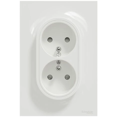 Prise De Courant ODACE Schneider Electric 2PT Double Blanc à Griffes Spécial Rénovation S521089 - Blanc 1 Prise De Courant ODACE Schneider Electric 2PT Double Blanc à Griffes Spécial Rénovation S521089 - Blanc