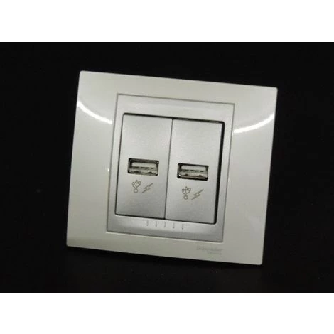 SCHNEIDER ELECTRIC Prise Double USB Encastré Version Luxe Blanc / Aluminium Complete Avec Support Et Plaque UNICA Schneider 3 SCHNEIDER ELECTRIC Prise Double USB Encastré Version Luxe Blanc / Aluminium Complete Avec Support Et Plaque UNICA Schneider – Image 3