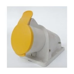 SCHNEIDER ELECTRIC Prise Socle Industrielle 16A 3P+N+T Inclinée Clapet Jaune 100/130V CA 50/60Hz IP44 IK08 750°C Pratika SCHNEIDER PKF16W415