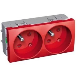 Prise Double 2x 2P+T 16A Rouge à Détrompage Mécanique 45x90mm Clipsable 250V 45° Altira SCHNEIDER ELECTRIC ALB45226