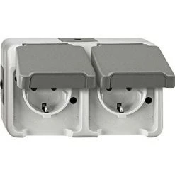 Prise 2P+T Avec Clapet Schneider Electric 4074948 AQUASTAR Gris Clair