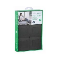 Unica Lot De 4 V&V Monte Avec Plaque Studio Anthracite, Schneider Electric Ref. SHN0412664