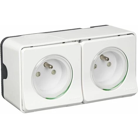 Mureva Styl Double PC2P+T Horizontale Blanc Saillie Complet, Schneider Electric Ref. SHN0212467 1 Mureva Styl Double PC2P+T Horizontale Blanc Saillie Complet, Schneider Electric Ref. SHN0212467