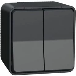 Mureva Styl Double Va Et Vient Saillie IP55 IK08 Gris, Schneider Electric Ref. SHN0212451