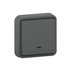 Mureva Styl Bouton Poussoir Lumineux Gris Encastre Complet, Schneider Electric Ref. SHN0212459