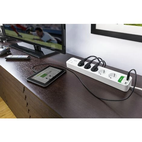 Multiprise 5 Prises + 2 Ports USB Parafoudre/parasurtenseur, Schneider Electric Ref. PM5U-FR 4 Multiprise 5 Prises + 2 Ports USB Parafoudre/parasurtenseur, Schneider Electric Ref. PM5U-FR – Image 4