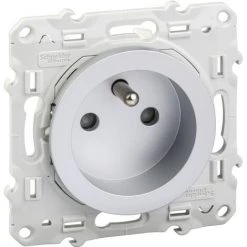 Odace Lot De 5 PC2P+T à Vis Connex Rapide Sans Plaque Aluminium, Schneider Electric, Ref. SHN0412410