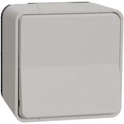 Mureva Styl Bouton Poussoir Blanc Saillie Complet IP55 IK08, Schneider Electric Ref. SHN0212463