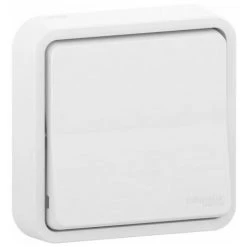 Mureva Styl Bouton Poussoir Lumineux Blanc Encastré Complet IP55 IK0, Schneider Electric Ref. SHN0212470