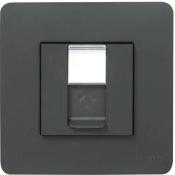 Unica Anthracite Prise RJ45 Cat6 + Plaque Studio 1P, Schneider Electric Ref. SHN0512828