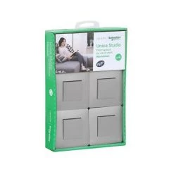 Unica Lot De 4 V&V Monté Avec Plaque Studio Alu , Schneider Electric Ref. SHN0412662