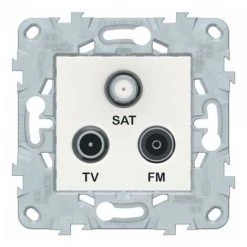 Unica Prise TV/FM/SAT Blanc, 1 Entrée, à Vis, Schneider Electric Ref. NU545018F