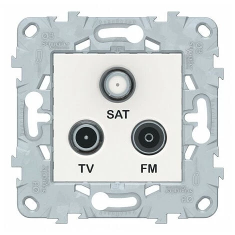 Unica Prise TV/FM/SAT Blanc, 1 Entrée, à Vis, Schneider Electric Ref. NU545018F 1 Unica Prise TV/FM/SAT Blanc, 1 Entrée, à Vis, Schneider Electric Ref. NU545018F