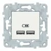 Unica Double Chargeur USB 2.0 Blanc - 5Vcc - 1A+2,1A - 2Mod, Schneider Electric Ref. NU541818F