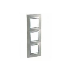 Schneider Electric Mgu66.006v.039 Schneider Unica Top Nickel Mat Liseré Alu Plaque De Finition 3 Postes 3x2 Mod.vert.71mm