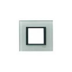 Schneider Electric Mgu68.002.7c3 Schneider Unica Class Verre Gris Liseré Noir Plaque De Finition 1 Poste 2 Modules