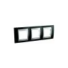 Schneider Electric Mgu66.006.093 Schneider Unica Top Noir Rhodium Liseré Alu Plaque De Finition 3 Postes 3x2 Mod.hor.71mm