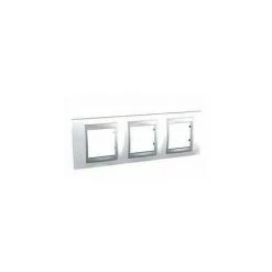 Schneider Electric Mgu66.006.092 Schneider Unica Top Blanc Techno Liseré Alu Plaque De Finition 3 Postes 3x2 Mod.hor.71mm