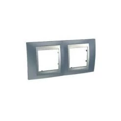 Schneider Electric Mgu66.004.097 Schneider Unica Top Gris Métal Liseré Alu Plaque De Finition 2 Postes 2x2 Modules