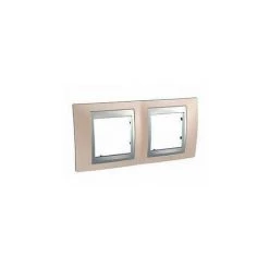 Schneider Electric Mgu66.004.096 Schneider Unica Top Cuivre Onyx Liseré Alu Plaque De Finition 2 Postes 2x2 Modules