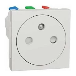 UNICA - PRISE 2P+T - FR - 90° - RACCORD RAPIDE TRAVERSANT - BLANC - MÉCA SEUL SCHNEIDER ELECTRIC