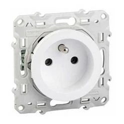ODACE PRISE DE COURANT 2P+T BLANC, À GRIFFES, 2 CONNEXIONS RAPIDES PAR PÔLE SCHNEIDER ELECTRIC