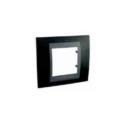 PLAQUE SCHNEIDER UNICA TOP - 1 POSTE - 2 MODULES - NOIR RHODIUM - LISERÉ GRAPHITE SCHNEIDER ELECTRIC MGU66.002.293