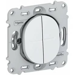 SCHNEIDER ELECTRIC - OVALIS - DOUBLE POUSSOIR - 10A - FIX. PAR VIS - SANS PLAQUE DE FINITION BLANC - S261216