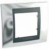 SCHNEIDER UNICA TOP CHROME BRILLANT LISERÉ GRAPHITE PLAQUE DE FINITION 1POSTE 2 MODULES SCHNEIDER ELECTRIC SCHMGU66.002.210