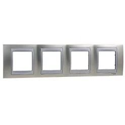 SCHNEIDER UNICA TOP CHROME BRILLANT LISERÉ ALU PLAQUE DE FINITION 2 POSTES 2X2 MODULES SCHNEIDER ELECTRIC SCHMGU66.004.010