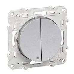 SCHNEIDER ELECTRIC - ODACE, VA-ET-VIENT + VA-ET-VIENT LUMINEUX ALU, 10 A, À VIS, LED ORANGE 1,5 MA - S530273