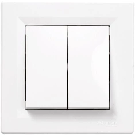 SCHNEIDER ELECTRIC Double Interrupteur Va-et-vient Asfora - Blanc 1 SCHNEIDER ELECTRIC Double Interrupteur Va-et-vient Asfora - Blanc