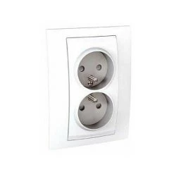 SCHNEIDER ELECTRIC Prise De Courant Double 2P+T Unica - 16A - Blanc - Blanc