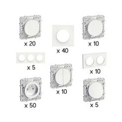 SCHNEIDER ELECTRIC Pack Odace Blanc 95 Mécanismes - 55 Plaques