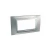 SCHNEIDER ELECTRIC Plaque Unica Top - Chrome Satiné Avec Liseré Aluminium 4 Modules - Horizontale / Entraxe 45mm - Chrome Satiné