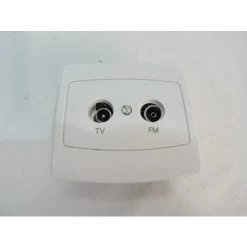 Prise TV-FM 2 Sorties Câble Avec Retour Sur Tv Blanche Monobloc Fixation Vis Et Griffes ALCYON SCHNEIDER ELECTRIC ALB74324