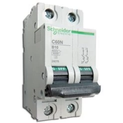 Disjoncteur 10A 2P Courbe B 6kA C60N (équivalent Au C60N 23941 MULTI9) SCHNEIDER ELECTRIC 24076