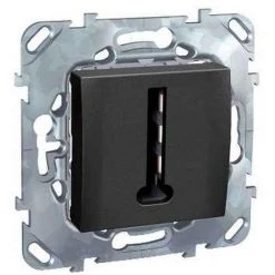 Prise Téléphone Graphite Conjoncteur En T 8P Avec Support Métal Sans Plaque Unica SCHNEIDER ELECTRIC MGU5.496.12ZD