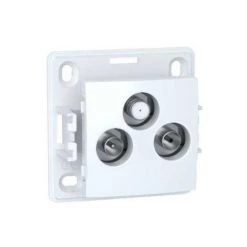 Prise TV FM SAT Blanche 1 Entrée Hertzienne + SAT 3 Sorties Pose Saillie Sans Cadre ALREA SCHNEIDER ELECTRIC ALB61329