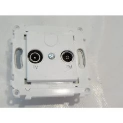 SCHNEIDER ELECTRIC Prise TV - FM Blanche 1 Entrée 2 Sorties Sans Plaque Fixation Vis / Griffes ALVAIS SCHNEIDER ALB82325